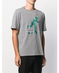 graues bedrucktes T-Shirt mit einem Rundhalsausschnitt von Golden Goose