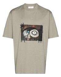 graues bedrucktes T-Shirt mit einem Rundhalsausschnitt von Song For The Mute