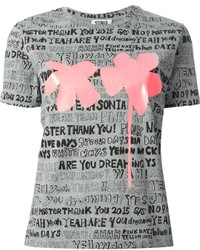 graues bedrucktes T-Shirt mit einem Rundhalsausschnitt von Sonia Rykiel