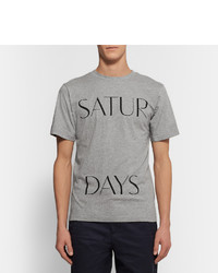 graues bedrucktes T-Shirt mit einem Rundhalsausschnitt von Saturdays Nyc