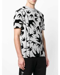 graues bedrucktes T-Shirt mit einem Rundhalsausschnitt von McQ Alexander McQueen