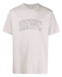 graues bedrucktes T-Shirt mit einem Rundhalsausschnitt von Sporty & Rich