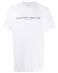 graues bedrucktes T-Shirt mit einem Rundhalsausschnitt von Sporty & Rich