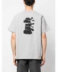 graues bedrucktes T-Shirt mit einem Rundhalsausschnitt von Heliot Emil