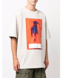 graues bedrucktes T-Shirt mit einem Rundhalsausschnitt von Heron Preston