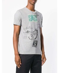 graues bedrucktes T-Shirt mit einem Rundhalsausschnitt von Etro