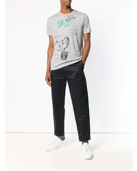 graues bedrucktes T-Shirt mit einem Rundhalsausschnitt von Etro