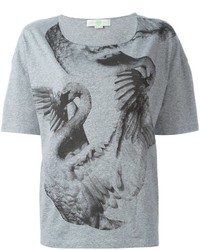 graues bedrucktes T-Shirt mit einem Rundhalsausschnitt von Stella McCartney