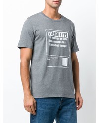 graues bedrucktes T-Shirt mit einem Rundhalsausschnitt von Maison Margiela