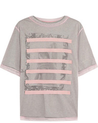 graues bedrucktes T-Shirt mit einem Rundhalsausschnitt von SteveJ & YoniP