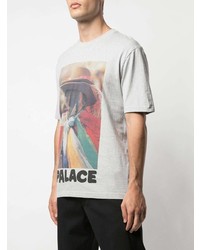 graues bedrucktes T-Shirt mit einem Rundhalsausschnitt von Palace