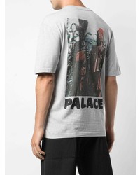 graues bedrucktes T-Shirt mit einem Rundhalsausschnitt von Palace