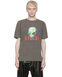 graues bedrucktes T-Shirt mit einem Rundhalsausschnitt von Stolen Girlfriends Club