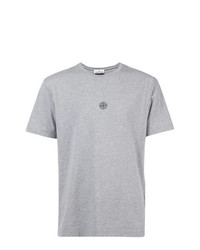 graues bedrucktes T-Shirt mit einem Rundhalsausschnitt von Stone Island