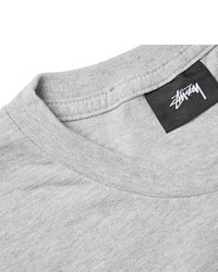 graues bedrucktes T-Shirt mit einem Rundhalsausschnitt von Stussy