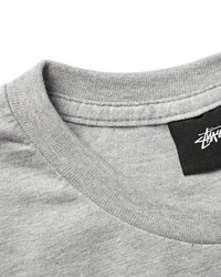 graues bedrucktes T-Shirt mit einem Rundhalsausschnitt von Stussy