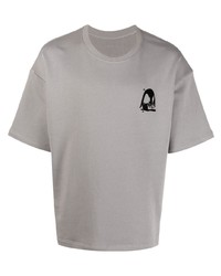 graues bedrucktes T-Shirt mit einem Rundhalsausschnitt von Styland