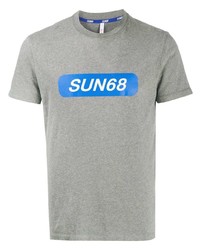 graues bedrucktes T-Shirt mit einem Rundhalsausschnitt von Sun 68