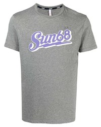 graues bedrucktes T-Shirt mit einem Rundhalsausschnitt von Sun 68