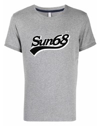 graues bedrucktes T-Shirt mit einem Rundhalsausschnitt von Sun 68