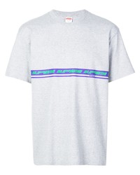 graues bedrucktes T-Shirt mit einem Rundhalsausschnitt von Supreme