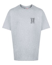 graues bedrucktes T-Shirt mit einem Rundhalsausschnitt von Supreme