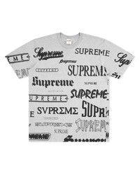 graues bedrucktes T-Shirt mit einem Rundhalsausschnitt von Supreme