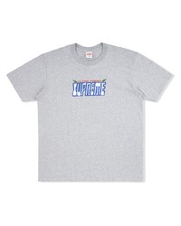 graues bedrucktes T-Shirt mit einem Rundhalsausschnitt von Supreme