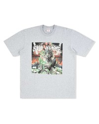 graues bedrucktes T-Shirt mit einem Rundhalsausschnitt von Supreme