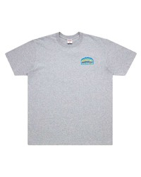 graues bedrucktes T-Shirt mit einem Rundhalsausschnitt von Supreme