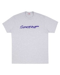 graues bedrucktes T-Shirt mit einem Rundhalsausschnitt von Supreme