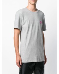 graues bedrucktes T-Shirt mit einem Rundhalsausschnitt von Stussy