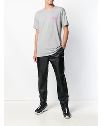 graues bedrucktes T-Shirt mit einem Rundhalsausschnitt von Stussy