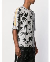 graues bedrucktes T-Shirt mit einem Rundhalsausschnitt von McQ Alexander McQueen