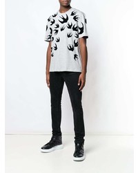 graues bedrucktes T-Shirt mit einem Rundhalsausschnitt von McQ Alexander McQueen