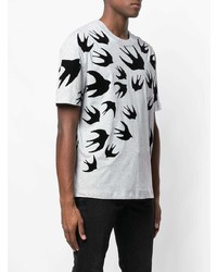 graues bedrucktes T-Shirt mit einem Rundhalsausschnitt von McQ Alexander McQueen