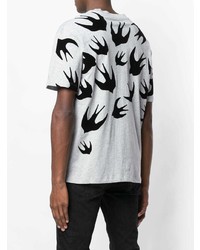 graues bedrucktes T-Shirt mit einem Rundhalsausschnitt von McQ Alexander McQueen