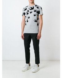 graues bedrucktes T-Shirt mit einem Rundhalsausschnitt von McQ Alexander McQueen