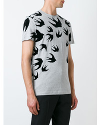 graues bedrucktes T-Shirt mit einem Rundhalsausschnitt von McQ Alexander McQueen