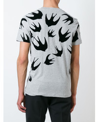 graues bedrucktes T-Shirt mit einem Rundhalsausschnitt von McQ Alexander McQueen