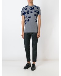 graues bedrucktes T-Shirt mit einem Rundhalsausschnitt von McQ Alexander McQueen