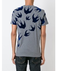 graues bedrucktes T-Shirt mit einem Rundhalsausschnitt von McQ Alexander McQueen