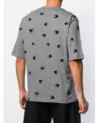 graues bedrucktes T-Shirt mit einem Rundhalsausschnitt von McQ Alexander McQueen