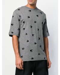 graues bedrucktes T-Shirt mit einem Rundhalsausschnitt von McQ Alexander McQueen