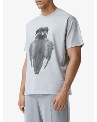 graues bedrucktes T-Shirt mit einem Rundhalsausschnitt von Burberry