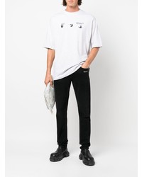 graues bedrucktes T-Shirt mit einem Rundhalsausschnitt von Off-White