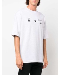 graues bedrucktes T-Shirt mit einem Rundhalsausschnitt von Off-White