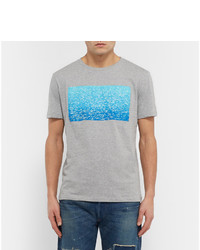 graues bedrucktes T-Shirt mit einem Rundhalsausschnitt von Beams