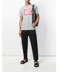 graues bedrucktes T-Shirt mit einem Rundhalsausschnitt von Ps By Paul Smith