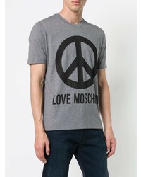 graues bedrucktes T-Shirt mit einem Rundhalsausschnitt von Love Moschino